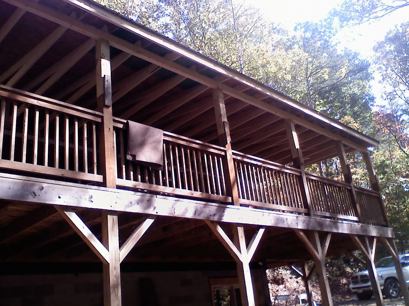 Timber framing under a new elevated porch and deck — Roof Leak Repair in Vinton by Roofing Brothers